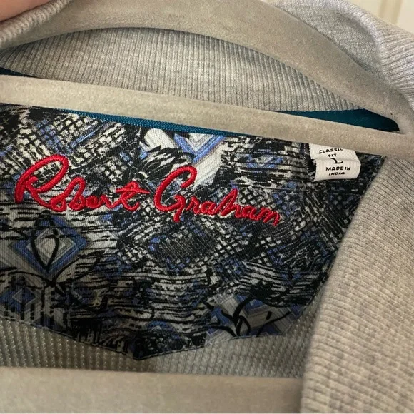 Robert Graham Mens Large Classic Fit Textured Waffle Knit Full Zip Sweatshirt - Picture 3 of 5